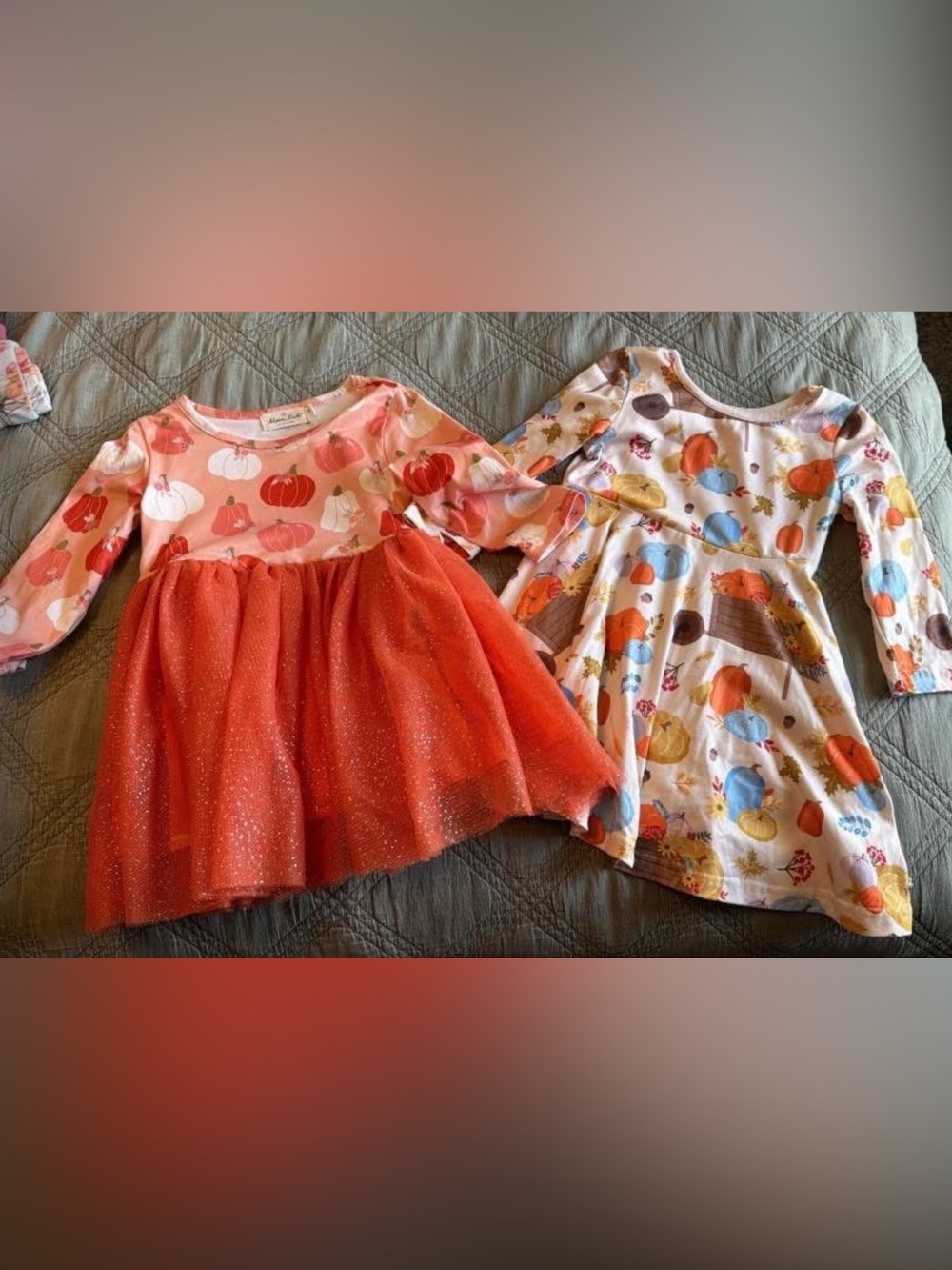 Lot of 3 Marie Nicole Toddler girl pumpkin dresses size XS